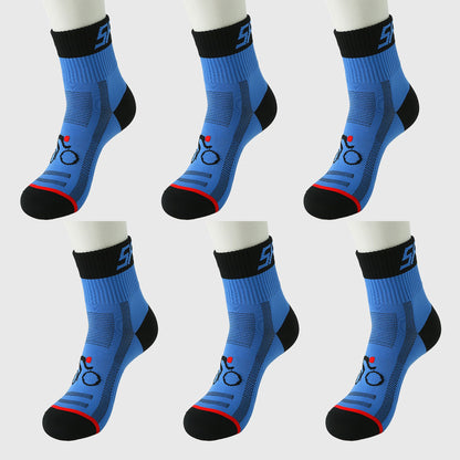 6pk Men's Cycling Pattern Athletic Socks