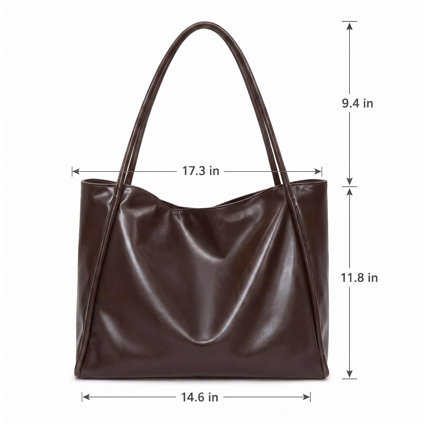 Large Faux Leather Tote Bag with Double Shoulder Straps and Magnetic Closure