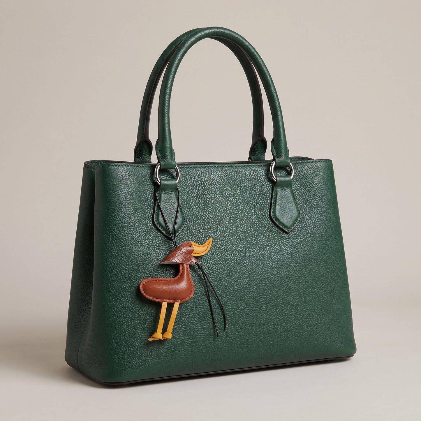 Duck Bag Charm with Beak and Patterned Scarf Accent