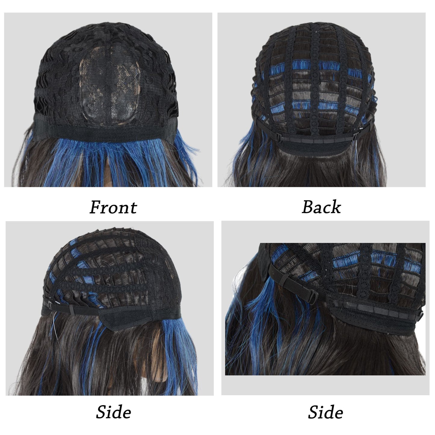 Women's Long Layered Straight Wig Synthetic Hair Fiber with Layered Bangs and Natural Highlights