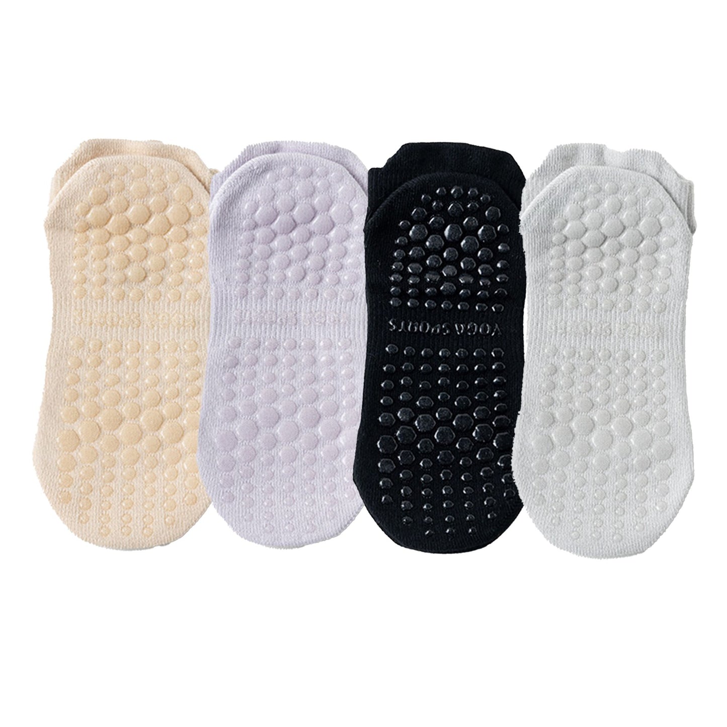 4-Pack Mesh Top Non-Slip Yoga Socks with Full Sole Grips and Breathable Lightweight Fabric