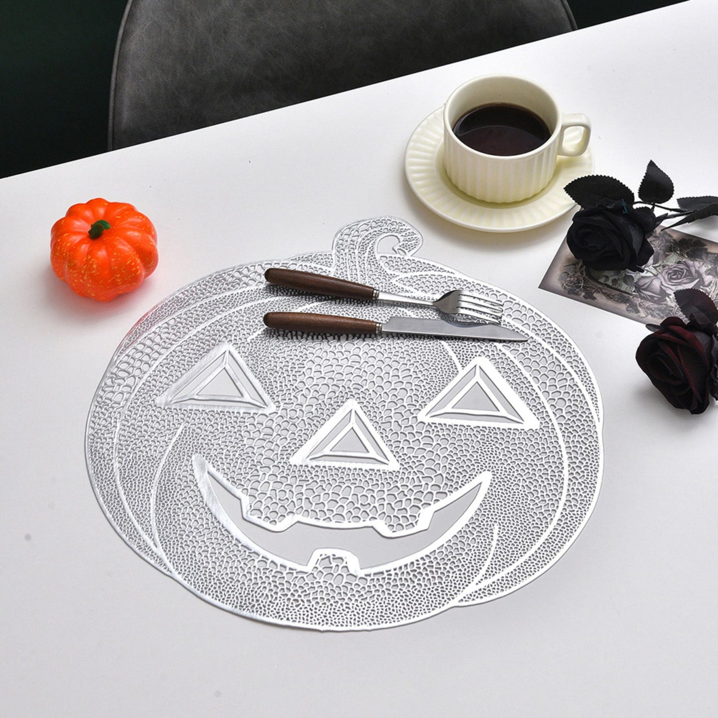 Halloween Pumpkin Cutout PVC Waterproof Non-Slip Placemat
