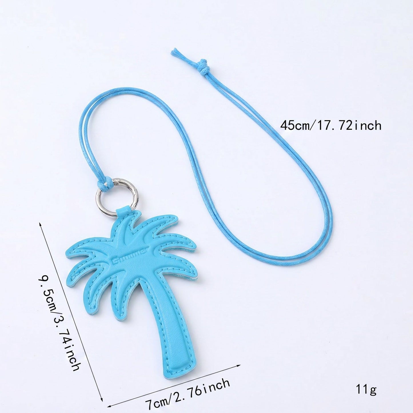 2-Piece Womens Faux Leather Bag Charm Keychain with Metal Ring Cord Loop and Stitched Detail