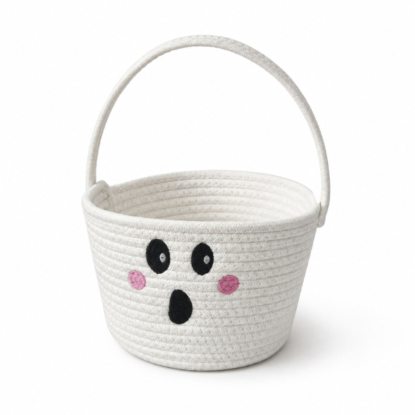 Halloween Trick or Treat Woven Rope Candy Basket Pumpkin Ghost with Handle