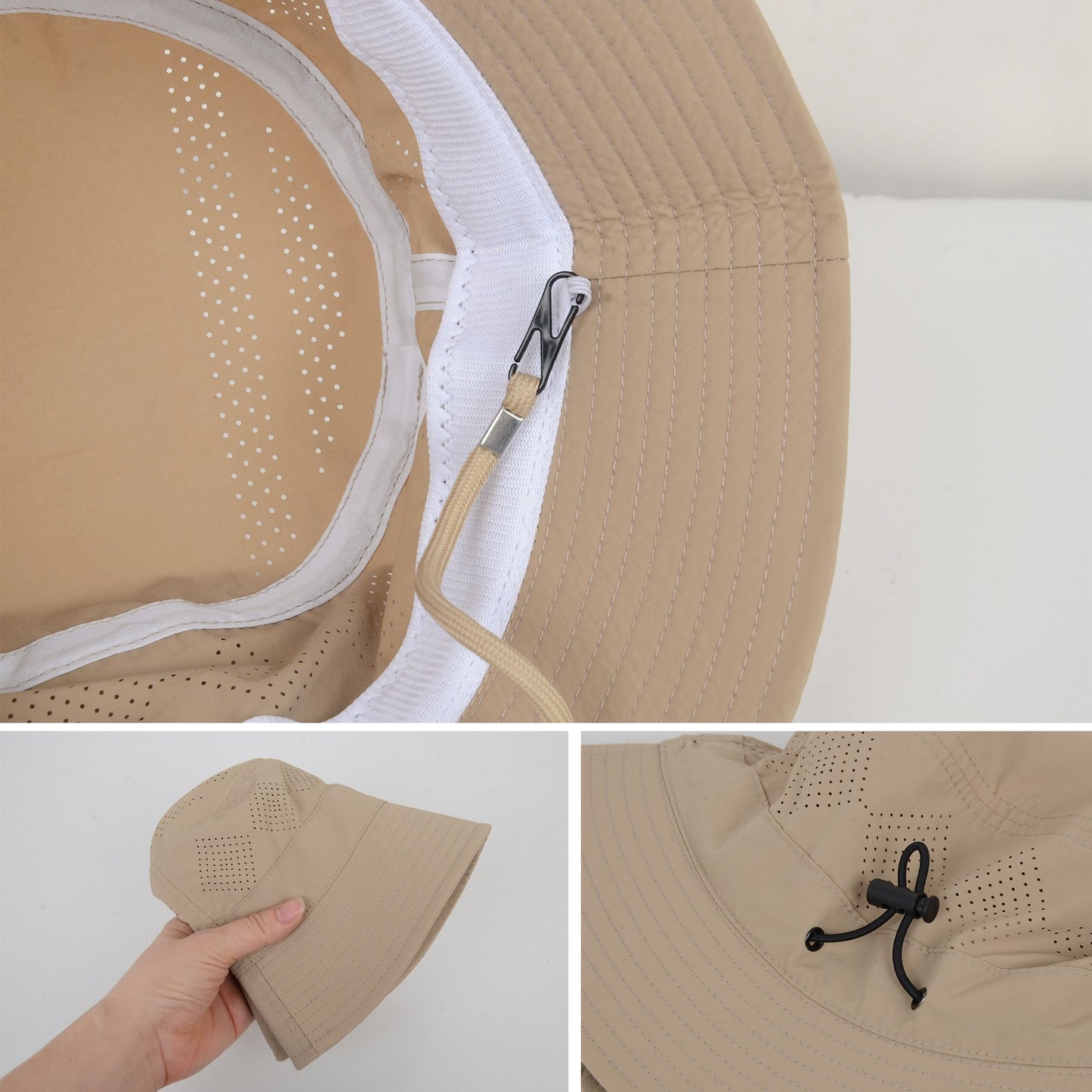 Lightweight Packable Bucket Hat with Ventilated Crown Chin Strap and Adjustable Fit for Travel Hiking and Outdoor Use