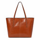 Large Faux Leather Tote Bag with Zip Closure and Interior Pockets