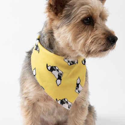 Dog Bandana Scarf Yellow with Black and White Pattern Pet Neck Accessory