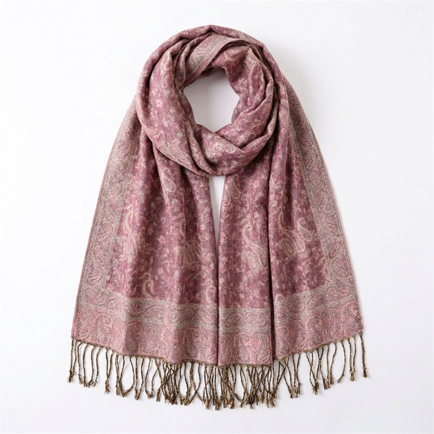 Paisley Pashmina Scarf with Fringe Trim 75*27.5 Inches