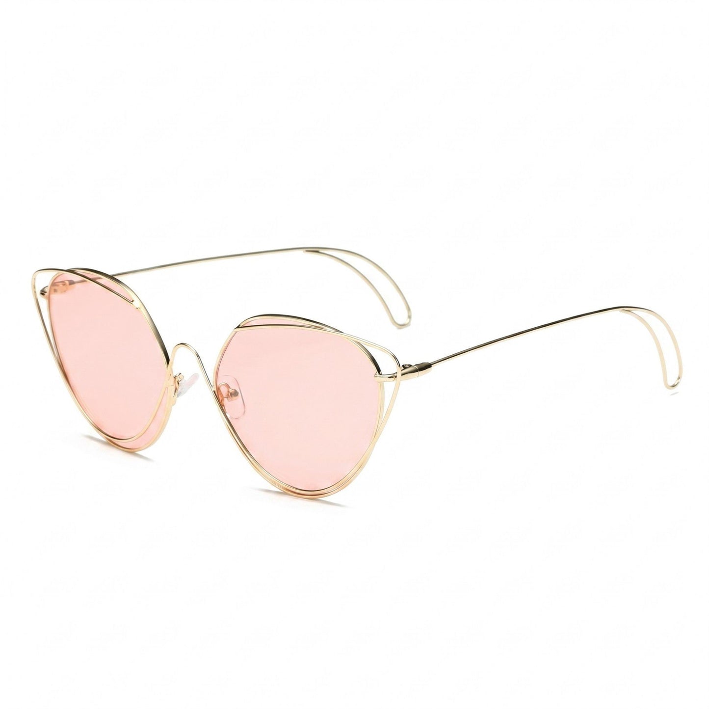 Oversized Round Cat Eye Sunglasses with Fashionable Thin Metal Frame Stylish Retro Look