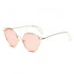Oversized Round Cat Eye Sunglasses with Fashionable Thin Metal Frame Stylish Retro Look