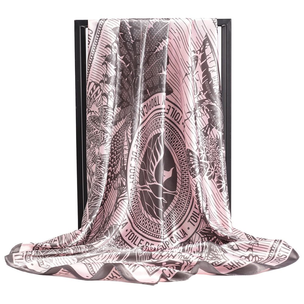 Oversized Botanical Satin Scarf Silk Touch Square Head Wrap 35 Inch