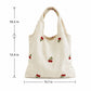 Cherry Embroidered Slouchy Shoulder Tote Bag Soft Lightweight Fabric Everyday Carryall86