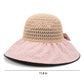 Wide Brim Crochet Sun Hat with Bow Accent and Textured Fabric Brim