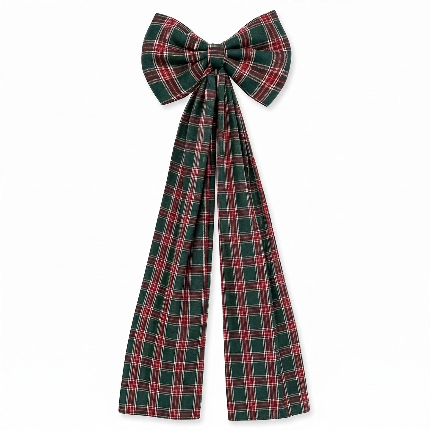 Large Plaid Christmas Bow with Long Ribbon Tails