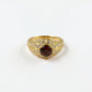 Oval Gemstone Statement Ring with Crystal Halo and Textured Band