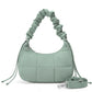 Quilted Crescent Shoulder Bag with Ruched Handle and Detachable Crossbody Strap 10.5x4x6in