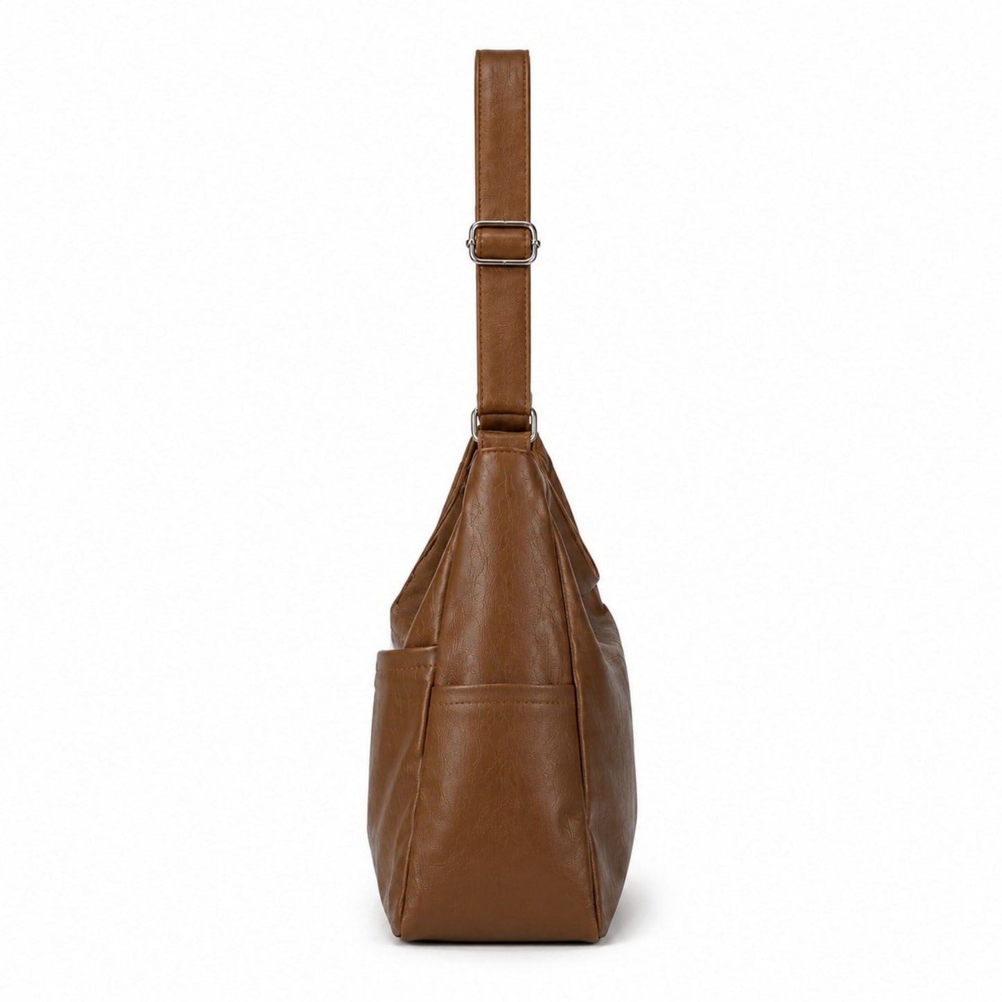 Soft Faux Leather Hobo Shoulder Bag with Front Pockets