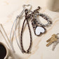 Heart Mirror Bag Charm with Beads and Cord Tassels