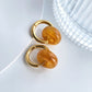 Women's Huggie Hoop Earrings with Gemstone Drop - Edgy Minimalist Statement Earrings