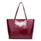 Large Faux Leather Tote Bag with Zip Closure and Interior Pockets