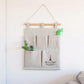 Hanging Wall Organizer with Eiffel Tower Print and Five Canvas Storage Pockets 12.5x9.5 in