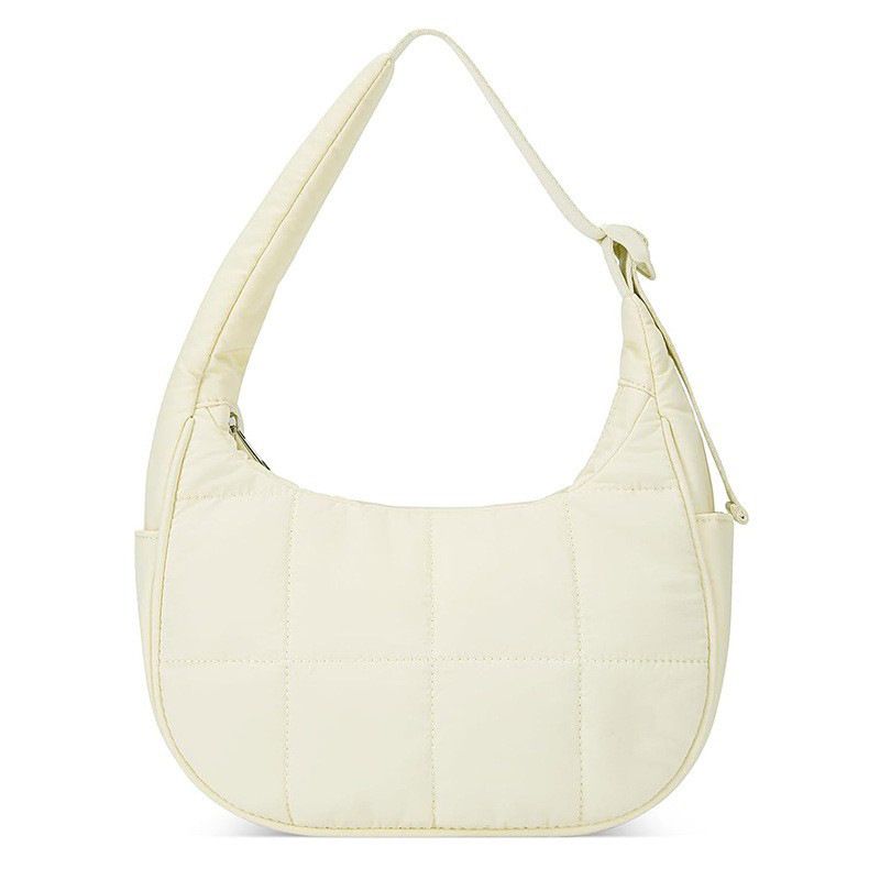 Quilted Nylon Hobo Shoulder Bag with Adjustable Strap and Multiple Pockets