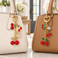 Crystal Cherry Bag Charm Gold-Tone Fruit Keychain Set
