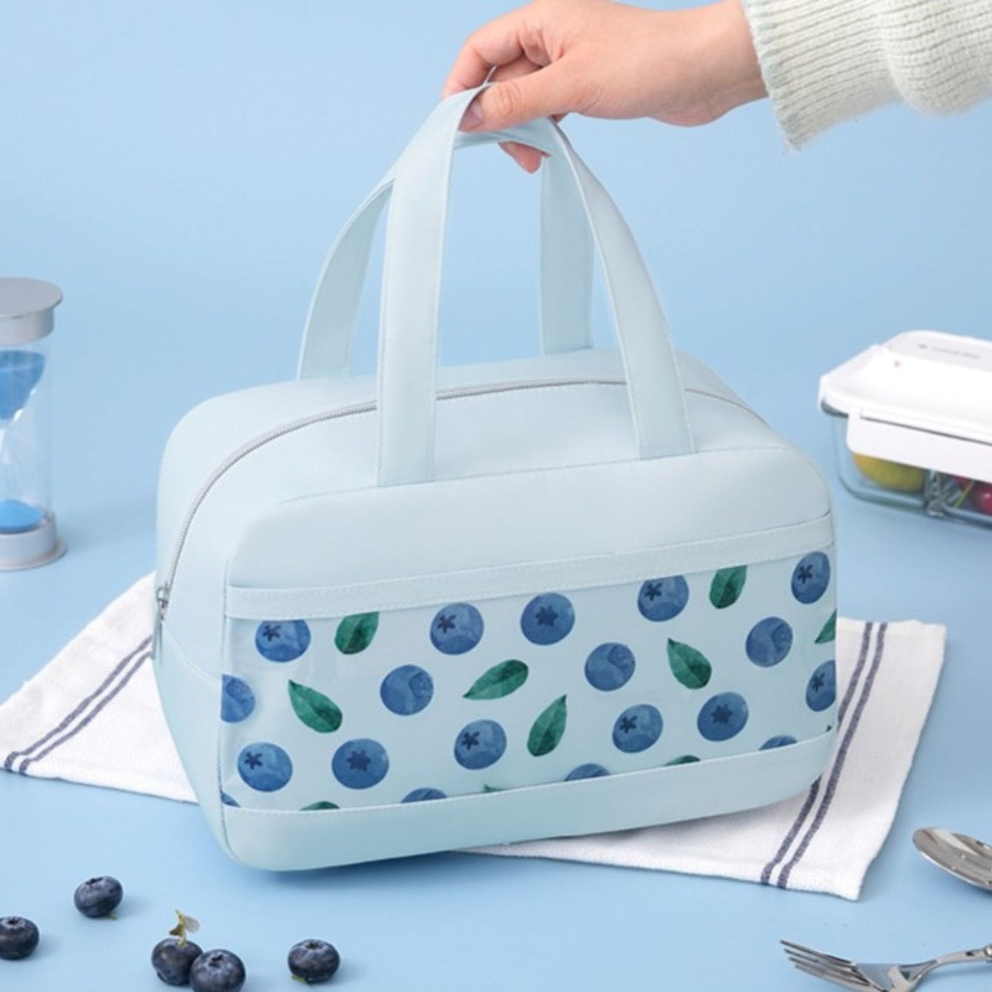 Fruit Print Insulated Lunch Bag Large Capacity Waterproof Lunch Tote for Work School