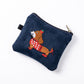 Embroidered Dachshund Zipper Pouch Small Cosmetic Bag Coin Purse Organizer