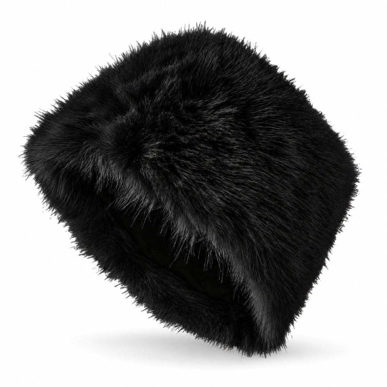 Faux Fur Pillbox Hat Soft Plush Brimless Winter Fashion Cap