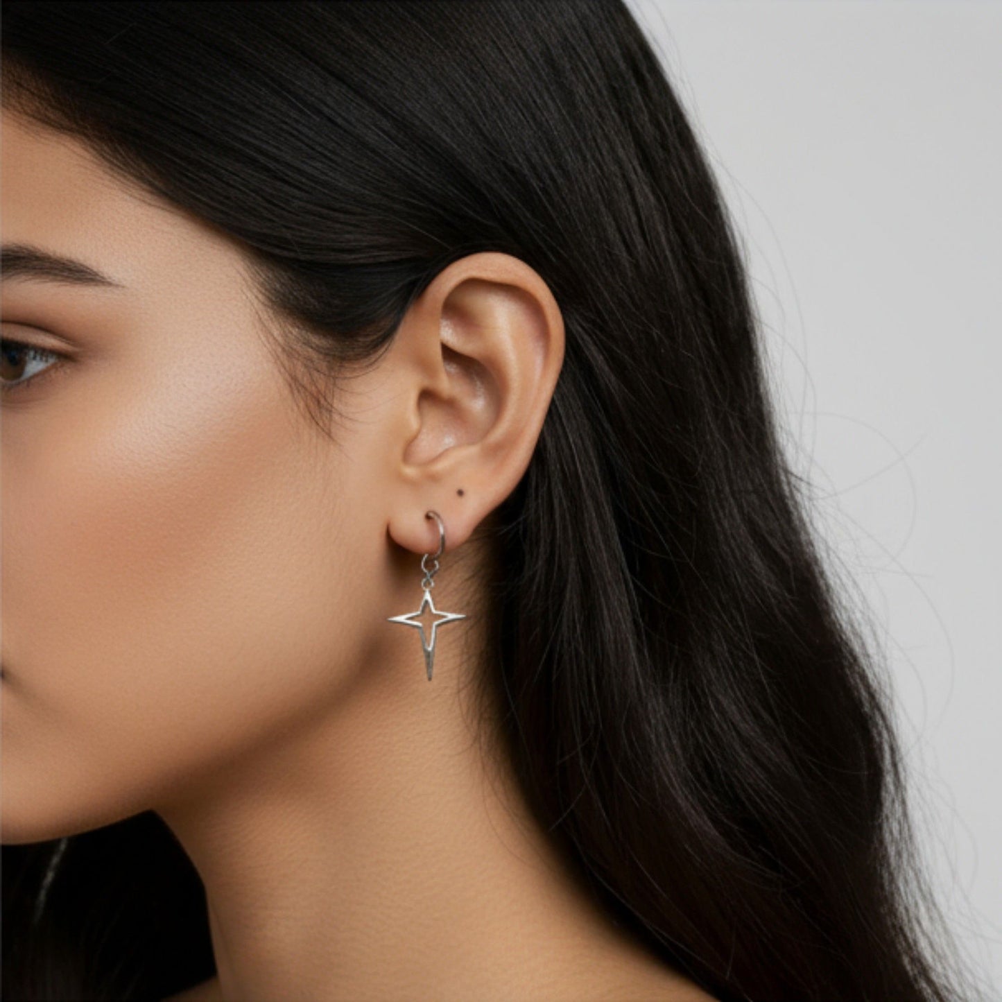 Star Drop Hoop Earrings with Cutout Geometric Charm and Sleek Minimalist Design for a Modern Stylish Everyday Accessory