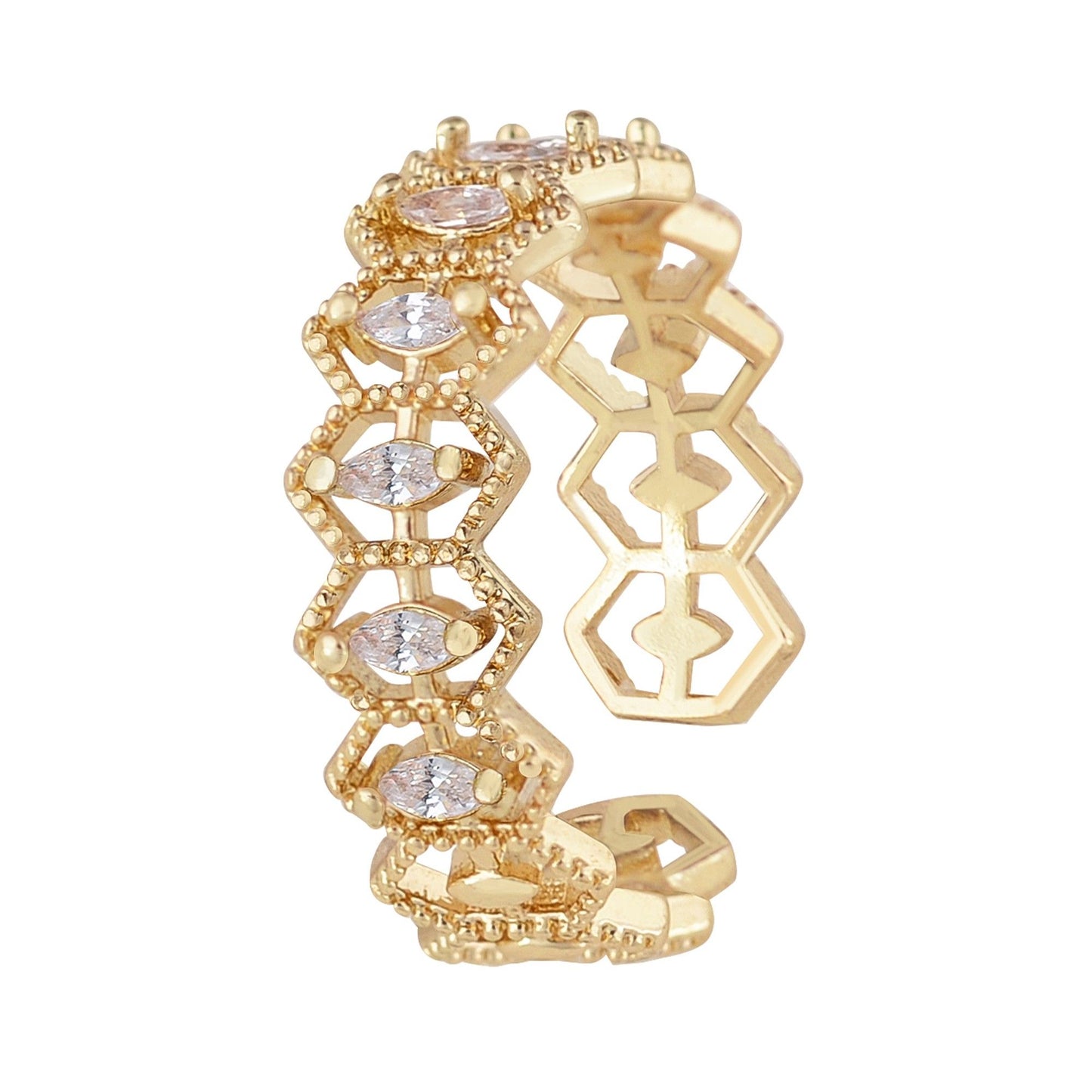 Elegant Crown and Geometric Rings for Women Sparkling Crystal Statement Band Fashion Jewelry for Daily Wear