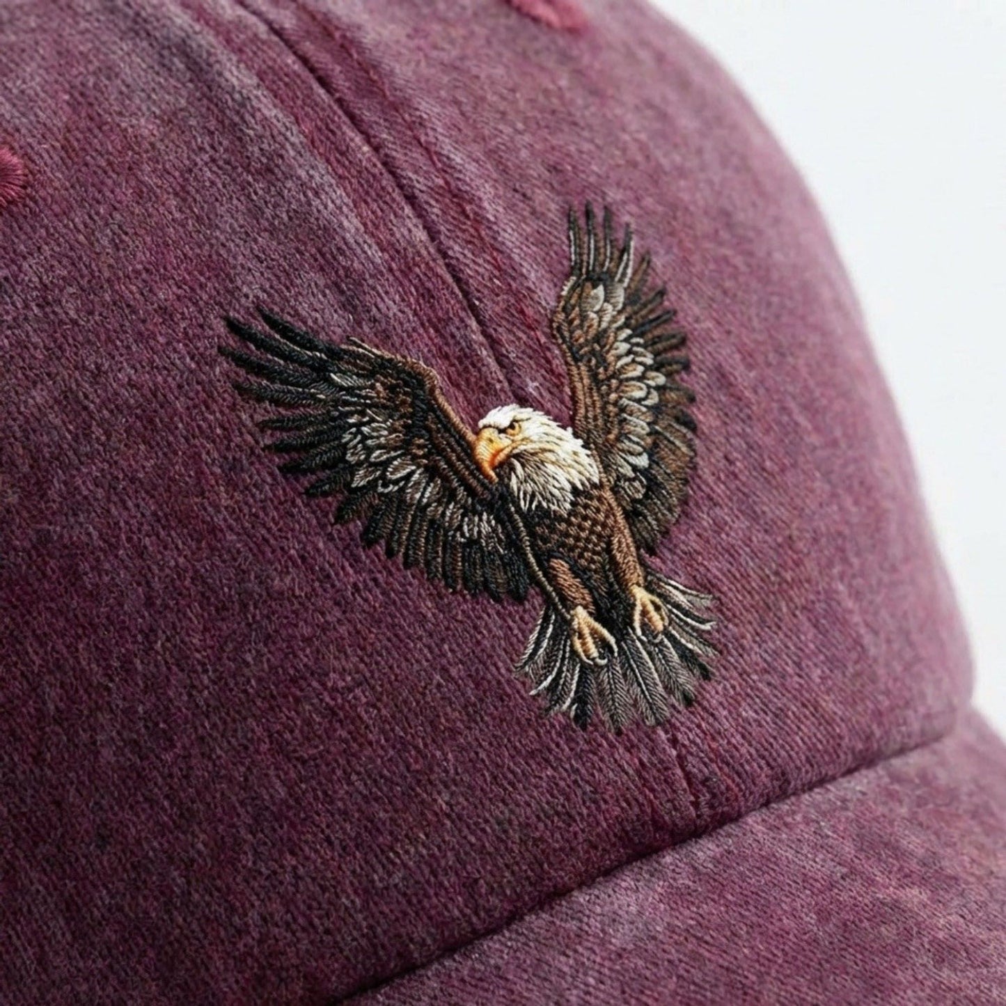 Cotton Baseball Cap with Eagle Embroidery Adjustable Strap Casual Everyday Hat