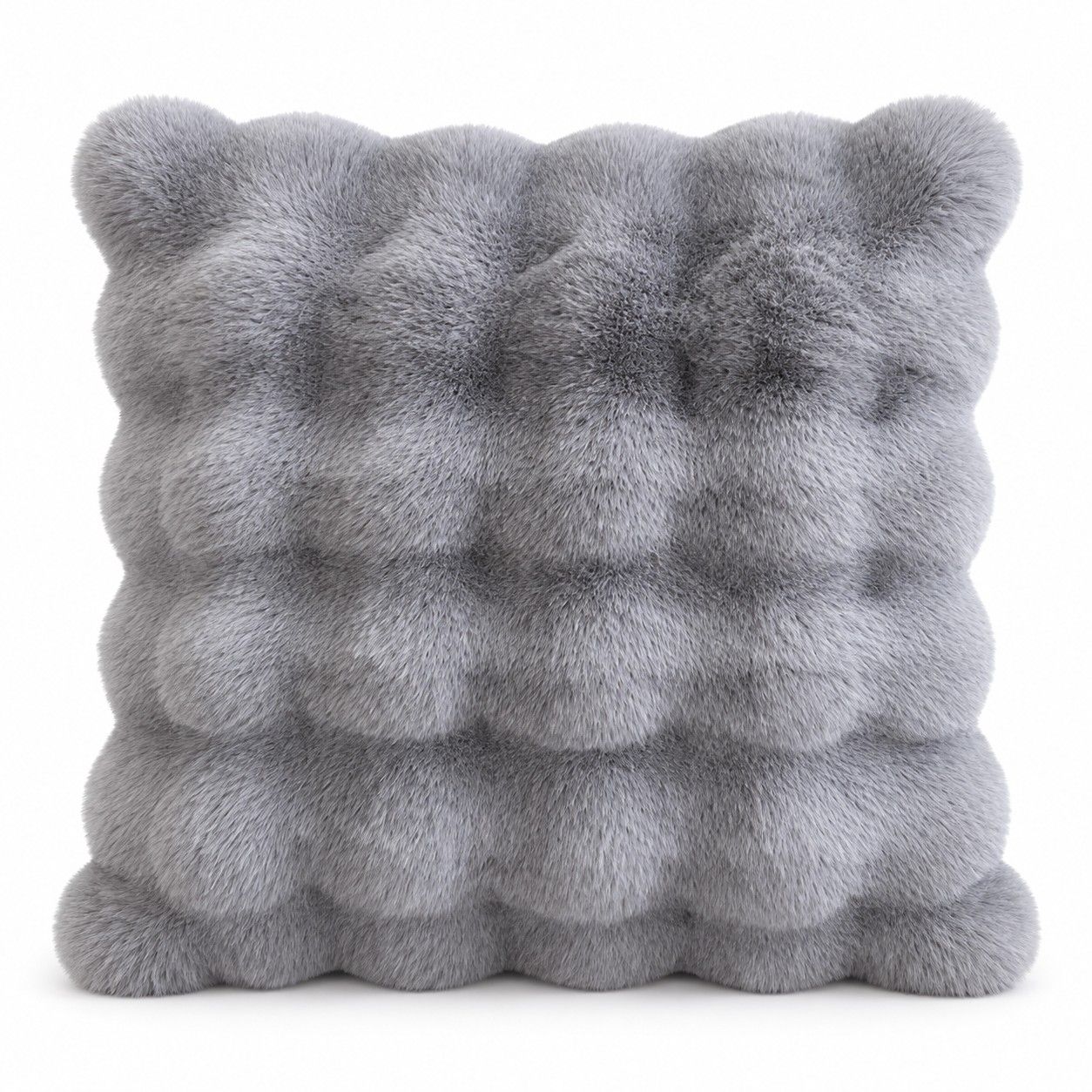Double Sided Plush Faux Fur Throw Pillow Cover 18 x 18 Inch Bubble Texture