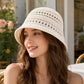 Crochet Bucket Hat Open Knit Brim Lightweight Packable Summer Beach Hat