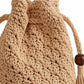 Crochet Bucket Bag with Drawstring Closure Tassel Detail Long Strap Knit Crossbody Handbag