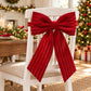 Burgundy Fabric Christmas Chair Bow Decoration