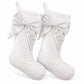 2 Pack 18 Inch Christmas Stockings with Oversized Bow Hanging Loop Holiday Mantel Decor
