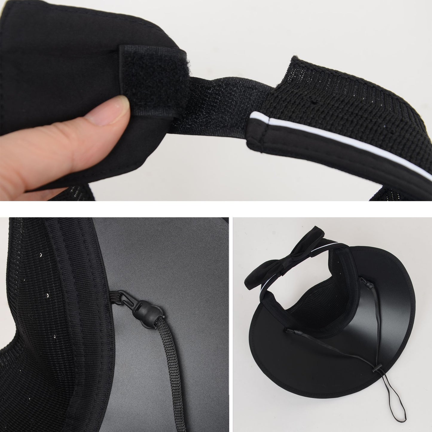 Extra Wide Brim Sun Visor Hat for Women Adjustable UV Protection Bow Detail Breathable Summer Beach Hat