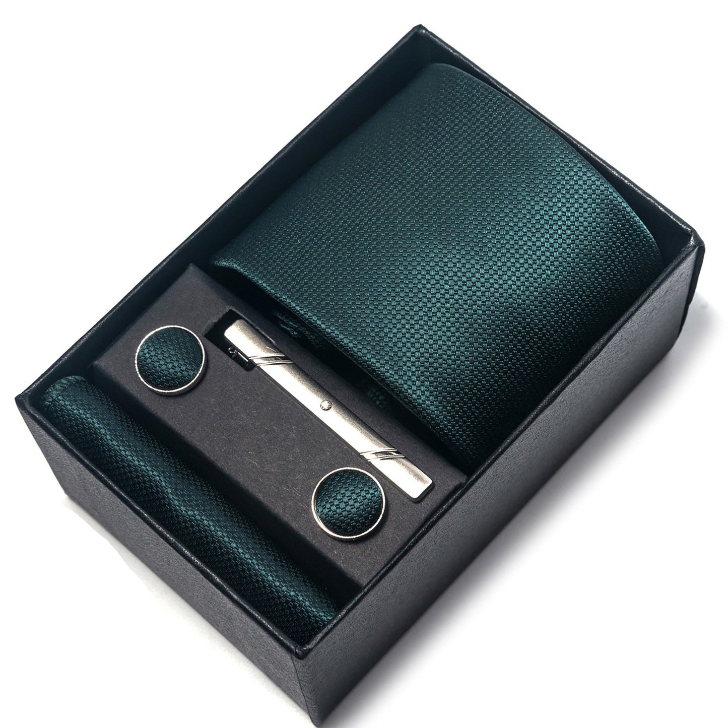 Men's Formal Tie Gift Set with Pocket Square Cufflinks Tie Clip and Gift Box