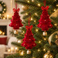3 Pack Christmas Tree Ornaments with Bow and Bell Hanging Holiday Decorations