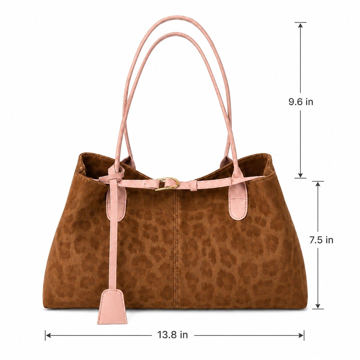 Leopard Print Shoulder Tote Bag with Magnetic Closure Buckle Detail and Tassel
