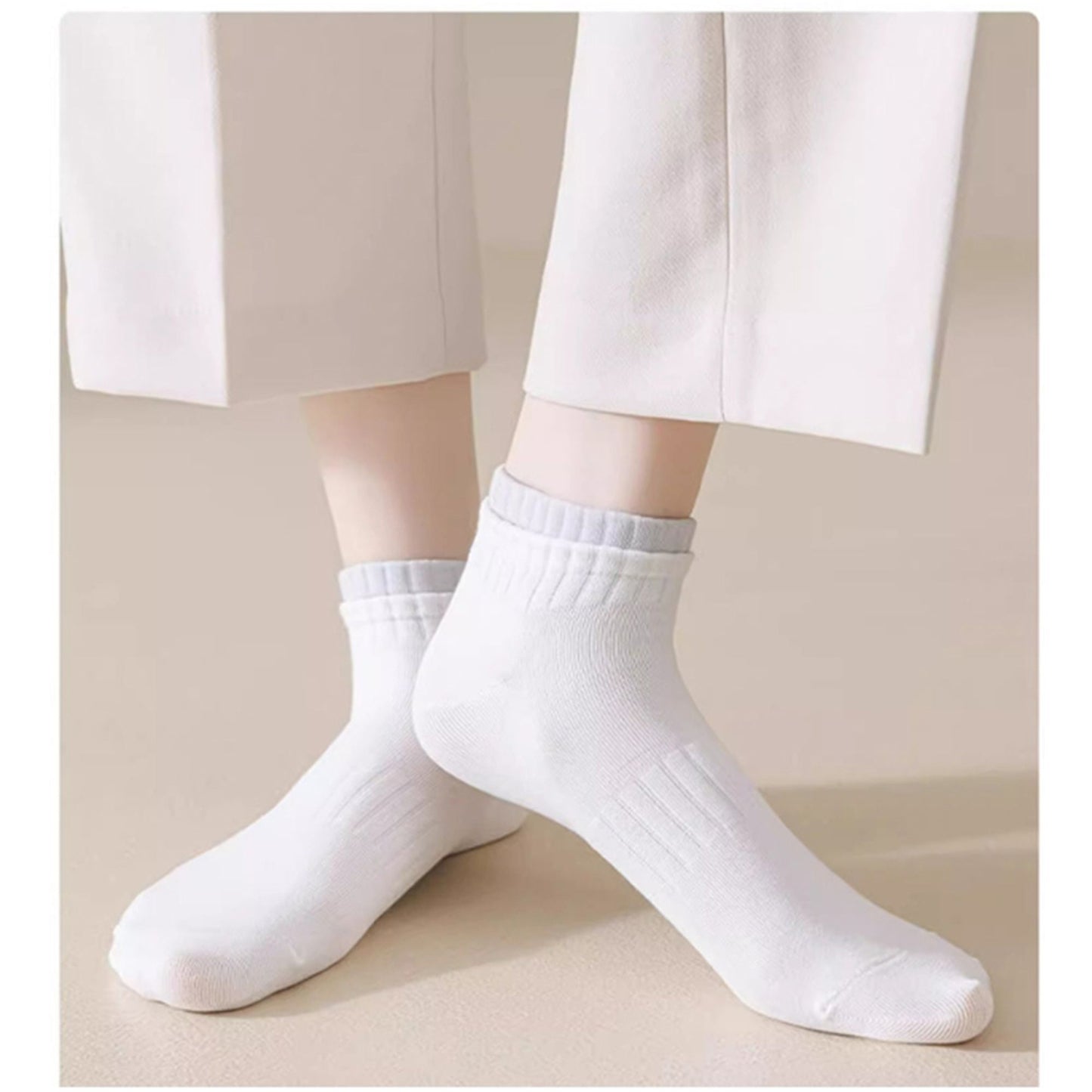 3-Pack Ribbed Ankle Socks with Contrast Color Cuffs Soft Cotton Stretch Design