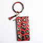 Leopard Print Zip Pouch with Bangle Wristlet and Tassel