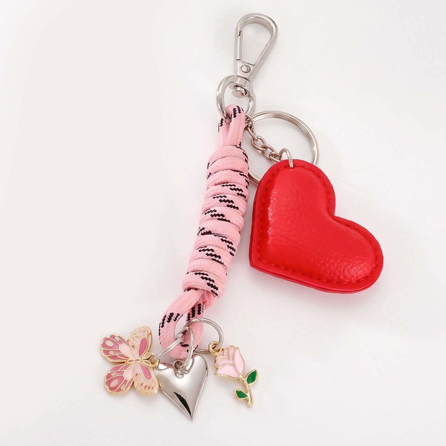 Decorative Bag Charm and Keychain with Rope Strap and Charms