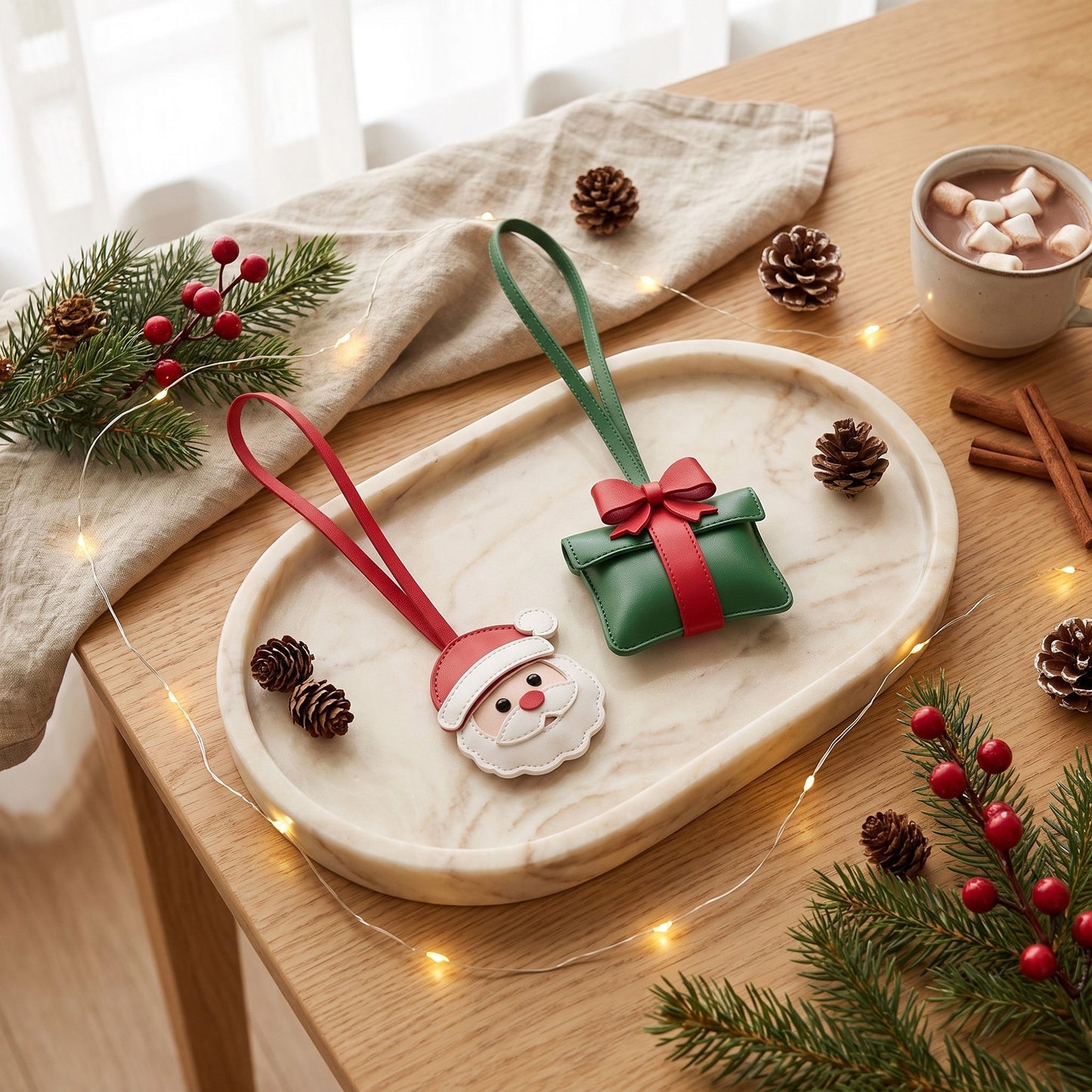 2 Piece Christmas Bag Charm Set with Hanging Loops
