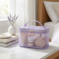 Heart Print Mesh Makeup Bag Large Travel Cosmetic Toiletry Organizer with Handle