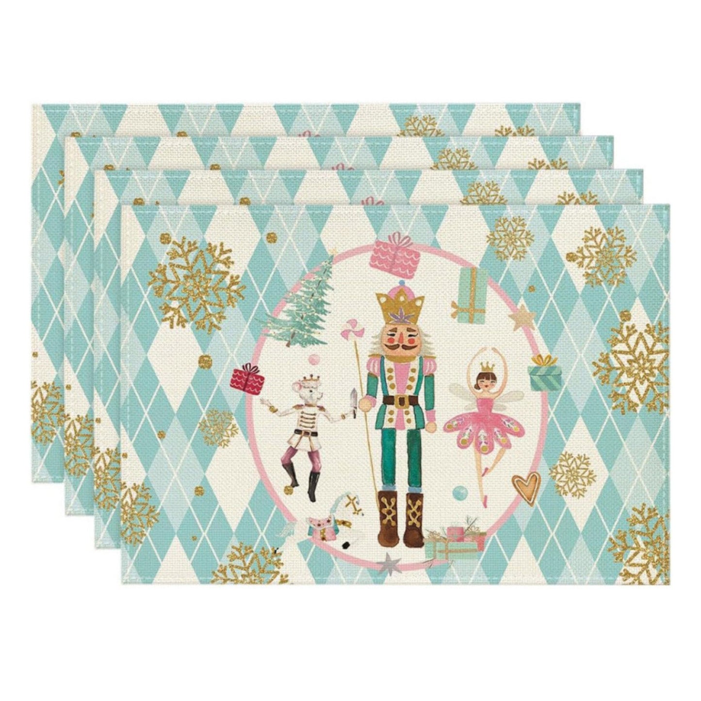 Christmas Nutcracker Placemats Set of 4 Holiday Dining Table Mats 11.8 x 17.7in