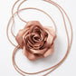 Single Satin Rose Fabric Wrap Waist Belt Adjustable Floral Statement Waist Jewelry 43.3in