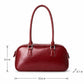 East West Faux Leather Bowler Shoulder Bag with Double Handles and Zip Closure